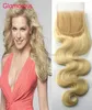 Cabelo humano brasileiro fechamento de renda loira com cabelo de bebê nós descorados 4x4 fechamento de renda glamourosa 613 onda de corpo reto renda clo3498774