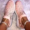 Nouvelles Femmes Cheville Dames Bling Appartements Femme Mode Mocassins Cristal Femmes Baskets Décontracté Sans Lacet Maille Tennis Chaussures