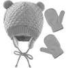 ベレットチルドレンズビーニーウインドプルーフニット帽子ベイビーカートゥーンかぎ針編みの綿の手袋編み
