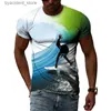 T-shirts voor heren Zomer Mode Cool Surf Sport grafische t-shirts Mannen Interessante persoonlijkheid 3D Creatief afdrukken O-hals Korte mouw Tees Tops L240304