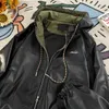 Gmiixder Streetwear Leather Jackets for Men and Women Loose Hooded Highend PU Coat Retro Motorcycle Baseball Uniforms 240223