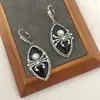 Boucles d'oreilles à tige style araignée, pendentif personnalisé rétro en cristal noir