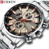 CURREN Watch Men's Wristwatch with Stainless Steel Band Fashion Quartz Clock Chronograph Luminous pointers Unique Sports Watc240u