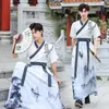 Scenkläder plus storlek 5xl kinesiska korta Hanfu Men Halloween Cosplay Costume Party Dress White Outfit för sommaren