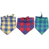 Dog Apparel Pet Saliva Towel Cotton Breathable Comfortable Plaid Printing Easy To Clean For Puppy Cats Dogs