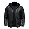 Casual moto PU veste hommes hiver automne mode vestes en cuir mâle mince à capuche vêtements d'extérieur chauds polaire vêtements S-5XL240304