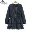 Trench Uhytgf Spring Autumn Nowy damski płaszcz ubrania dla kobiet mody spódnica luźna rozmiar Slim Ruffle Windbreaker Coat