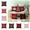 Textiles de maison Taie d'oreiller de Noël Mode Cerf Imprimer Rouge Check Style Oreiller Couvre Coussin Couvre Décoration de Noël Literie S6914490