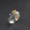 Anillos de racimo Libélula de plumas para mujeres Hombres Retro Personalizado Abierto Anillo de dedo ajustable Accesorios de metal Regalo de joyería de fiesta unisex