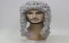 HIVISION DOMSTOMMEN WID LAGSBARRISTER WRIG Long Curly Grey Silver Men039S WIG3128405