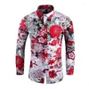 Men's Casual Shirts 2024 Spring And Autumn Long Sleeved Large Lapel Shirt For Thin Floral