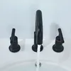 Grifos de lavabo de baño cepillado oro tres piezas doble manija cubierta montada bañera lavabo grifo de latón y grifo de agua mezclador frío