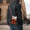 Waist Bags Soft Real Leather Travel Retro Fanny Belt Pack Sling Bag Design Phone Cigarette Case Pouch For Men Male 8711-br