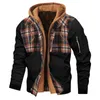 Men's Hoodies Spring Autumn Winter Thick Large Checker Printed Hooded Coat Raincoat Cost For Men Big And Tall Coats