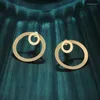 Stud Earrings Trend Front And Back Double Circle For Women Jewelry Simple Gold Color Alloy Round Ear Wholesale