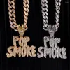 Colares Pingente Moda Homens Wome Bling Iced Out Pop Smoke Carta Colar com 13mm Cuban Link Chain Gargantilha Hip Hop Jóias