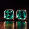 Kadın Mücevherler Yeşil Missanit 14K Sarı Altın Küpe Asscher Kesim Takı Küpe Def Moissanit Saplama Küpe