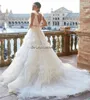 Abito da sposa country rustico in pizzo di lusso con volant Elegante scollo a V profondo Una linea Abito da sposa principessa Abito da sposa sexy senza schienale Vestios Novia Robes De Mariee 2024