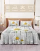 Bed Skirt Daisy Waterdrop Wood Grain Elastic Fitted Bedspread With Pillowcases Mattress Cover Bedding Set Sheet