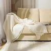 Blankets Nordic Solid Color Waffle Knitted Blanket Woolen Sofa Cover Air Conditioning Best quality