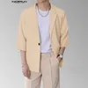 INCERUN Top stile coreano uomo semplice solido Allmatch Blazer casual streetwear uomo manica corta cappotti S5XL 240223