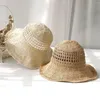 Bérets 2024 Femmes Chapeaux de paille Crochet Chapeau Seau Protection UV Pare-soleil Plage Femmes Visières Dames Évider Casquette D'été