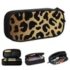 Glitter leopardo lápis casos divertido tigre rei caneta caixa saco menina menino grande capacidade estudantes escola zíper pencilcases