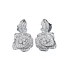 Charm Bloem Moissanite Diamond Stud Earring 100% Echt 925 sterling zilver Belofte Bruiloft Oorbellen voor Vrouwen Partij Sieraden Gift