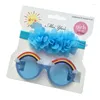 Accessoires pour cheveux 2 pièces enfants Po accessoires enfant bébé été plage lunettes de soleil bande bonbons couleurs Anti-UV lunettes de dessin animé