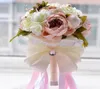 Brautsträuße für die Hochzeit mit weißen Rosen, Perlen, rosa Pfingstrosen, künstlichen Perlen, handgefertigten künstlichen Hochzeitssträußen BWB0145744828