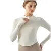 Costume de Yoga à manches longues pour femmes, col debout, semi-fermé, slim, haut de sport, t-shirt fin, séchage rapide, costume de fitness