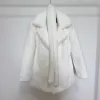 ファー2023ストリートファッション冬のフェイクファーコート女性ホワイトベルト濃い暖かいふわふわしたぬいぐるみジャケットラグジュアリーシックレディースオーバーコートの衣装