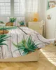 Bed Skirt Vintage Wood Grain Tropical Fruit Pineapple Fitted Bedspread With Pillowcases Mattress Cover Bedding Set Sheet