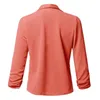 Kvinnor Thin Blazers Cardigan Coat Långärmad Kvinna och jackor Ruched Asymmetrical Casual Business Suit Outwear 240304
