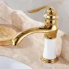 Robinets de lavabo de salle de bains, lavabo à poignée unique, finition blanche et dorée, robinet en laiton mélangeur froid, robinet de lavabo