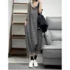 Striped Jumpsuits for Women Summer Sleeveless Oversized Outfits Women Loose Korean Style Casual High Waist Cross-Pants240304