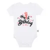 Rompertjes katoenen babymeisje kleding 1e verjaardag bodysuit witte korte mouw romper peuter feestkleding