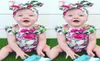 Backless Baby Girls Bodysuits Hairband Newborn Clothes Set Infant Jumpsuit Rose Floral Clothing Shirt Headband Outfits 70100 21048764525