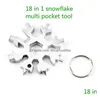 Handverktyg Portable 18 I 1 Mtifunction Mini Tool Snowflake MTI Pocket Keyring Key Ring Spanner Hex Wrench Camp Survive Outdoor Drop DHW3H