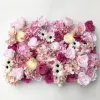 3D Artificial Flowerwall Panels Pink Peony Ivory Hot Red Pink Rose Green Plants Wedding Backdrop Runners Home Decor 2024304