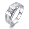 Custom Wide Band 1ct Round Moissanite Male Wedding Ring 18k White Gold Designs Engagement Rings for Men