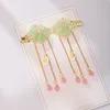 FORSEVEN New Vintage Gold Color Long Tassel Pendant Hairgrips Clips Chinese Hairpins for Cosplay Women Girls Hanfu Dress Costume314t
