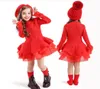 Robe d'hiver fille rouge fête de noël à manches longues tricot vêtements chauds enfants vêtements enfants robes pour filles 3 4 5 6 7 8 ans 4449226