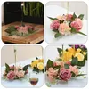 Dekorativa blommor 2 datorer Artificial Plant Candlestick Garland Wreath Fake Rose Ring Ornament Pink Rings