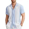 Men's Casual Shirts Bowling Shirt Summer Comfortable Short Sleeve Color Block Cuff Streetwear Daily Wear Fashion 1950s