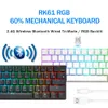 Rk61 royal kludge teclado mecânico sem fio trimode bluetooth 5024gusbc rgb retroiluminado 61 teclas trocáveis gamer 240229