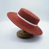 Berets twarda wełna szeroko brzegowa fedor fedoras klasyczny Panama rancher dla kobiet Boater Rust Red Band Ladies Party