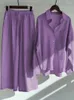Spodnie damskie 2024 bawełniany lniana dwuczęściowe zestawy damskie budynek jesień eleganckie luźne koszule klapowe żeńskie garnitur ponadwymiarowy s-5xl