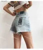 女子ジーンズKsubi Jerans Denimショーツライトブルーウエスト溶けて穴とタッセル夏のセクシーなホットパンツ240304