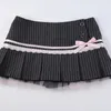 Skirts Y2K Low Waist A-line With Shorts Cute Striped Pleated Mini Skirt Harajuku Lolita Style Preppy Japanese Outfit